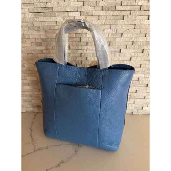 NWT Vera Bradley Mini Original Leather Tote Bag in Blue Quiet Harbor - Picture 5 of 7